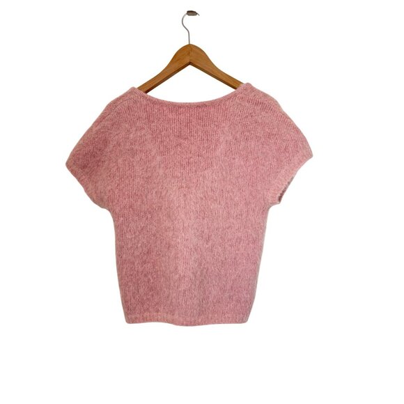 ASM ANNA Pink Fuzzy Alpaca Wool Blend Cropped Button-Up Cardigan Sweater XS - Picture 2 of 7